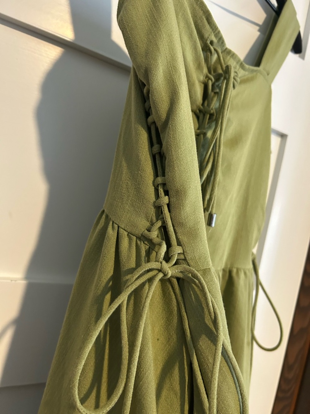 Scarlet Darkness Renaissance Lace-up Bodice Flared Midi Dress Olive Green Size S - Picture 6 of 14